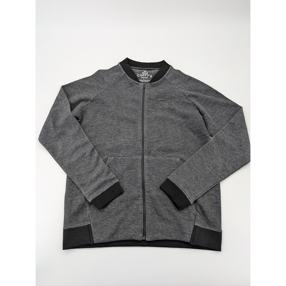 Cuffy's Cape Cod Sweatshirt Mens‎ Large Gray/Black Full Zip Preppy Pockets